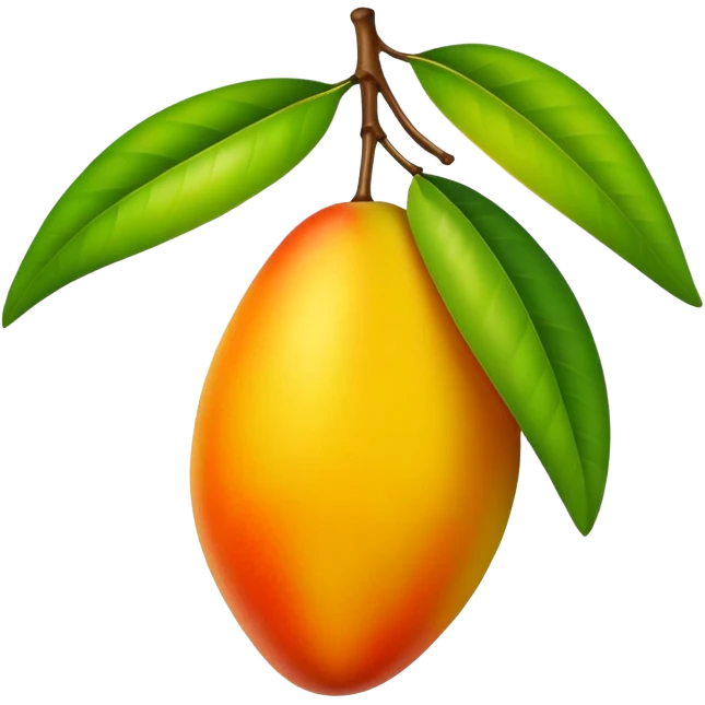 Green, yellow, and orange mango emoji