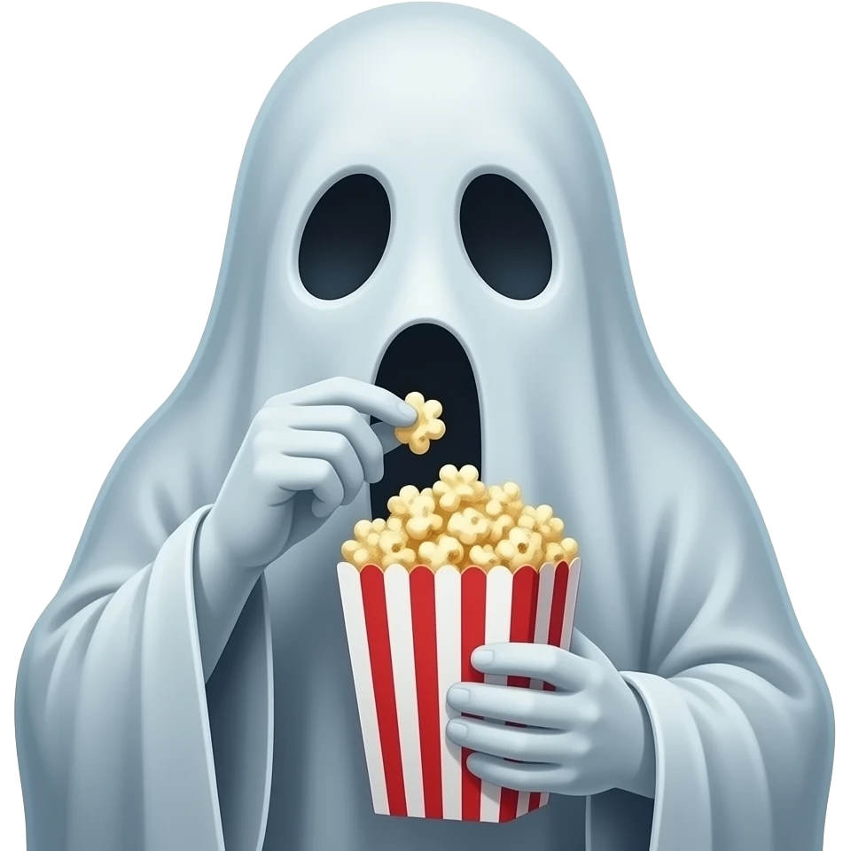 Haunting ghost realistic eating popcorn Fantasy emoji