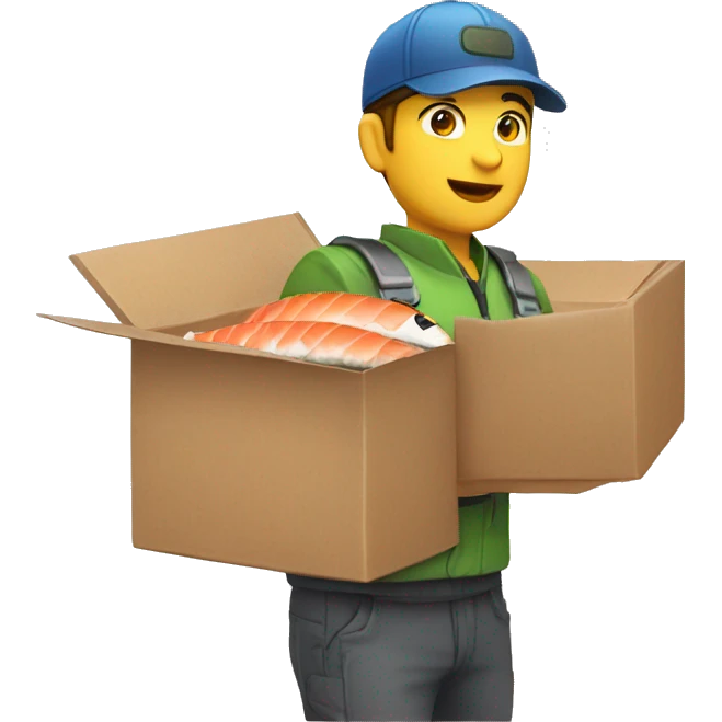  courier wich delivered sushi in the small box  emoji