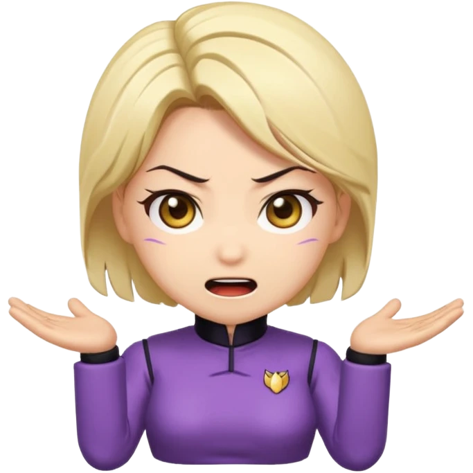 Chibi anime emoji of Nina Williams (Tekken), super-deformed proportions, big expressive eyes, minimal details, bold outlines, flat colors, cute facial expressions (smile, surprised, angry), sticker emoji style, clean background, wholesome and safe emoji