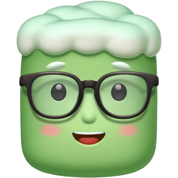 green marshmallow with glassess, just marshmallow emoji