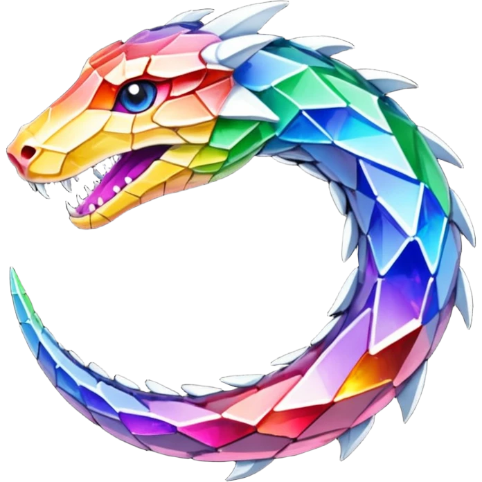 ouroboros serpent made of rainbow crystal shards emoji