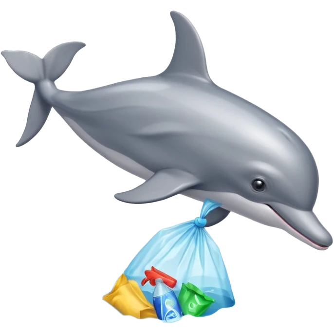 dolphin eat plastic waste bag emoji