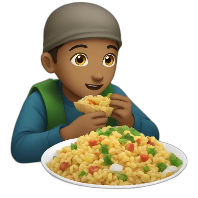 Muslim boy eating food emoji