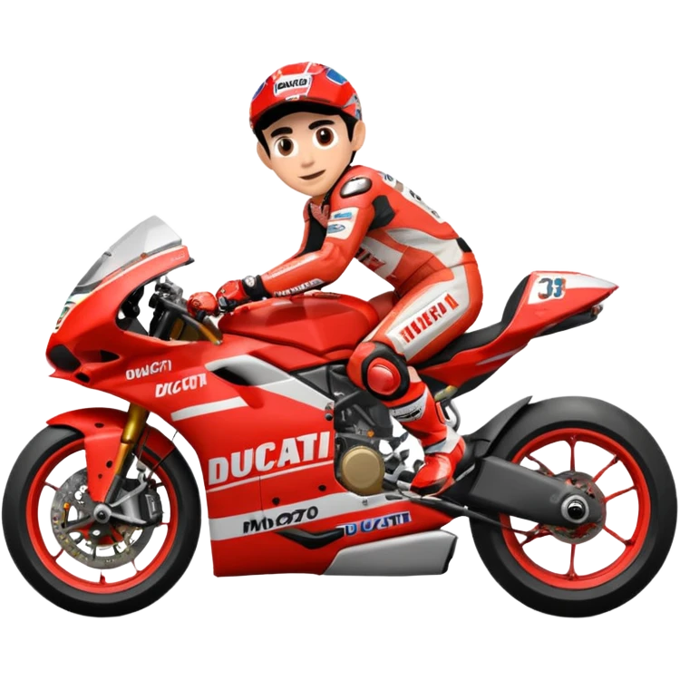 Un emoji de moto gp dé Ducati Marc Márquez pero con la moto del 2025 y el número del piloto es el 93 emoji