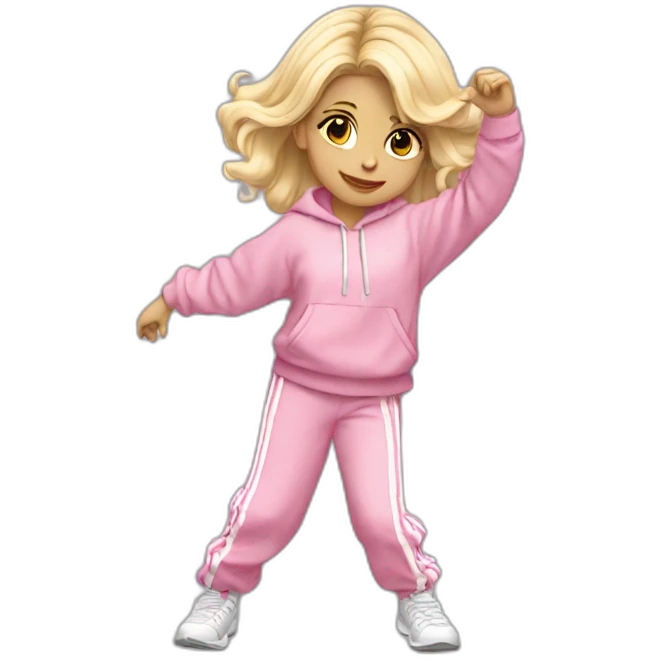 dancing-white-fair-haired-girl-pink-oversize-tracksuit emoji