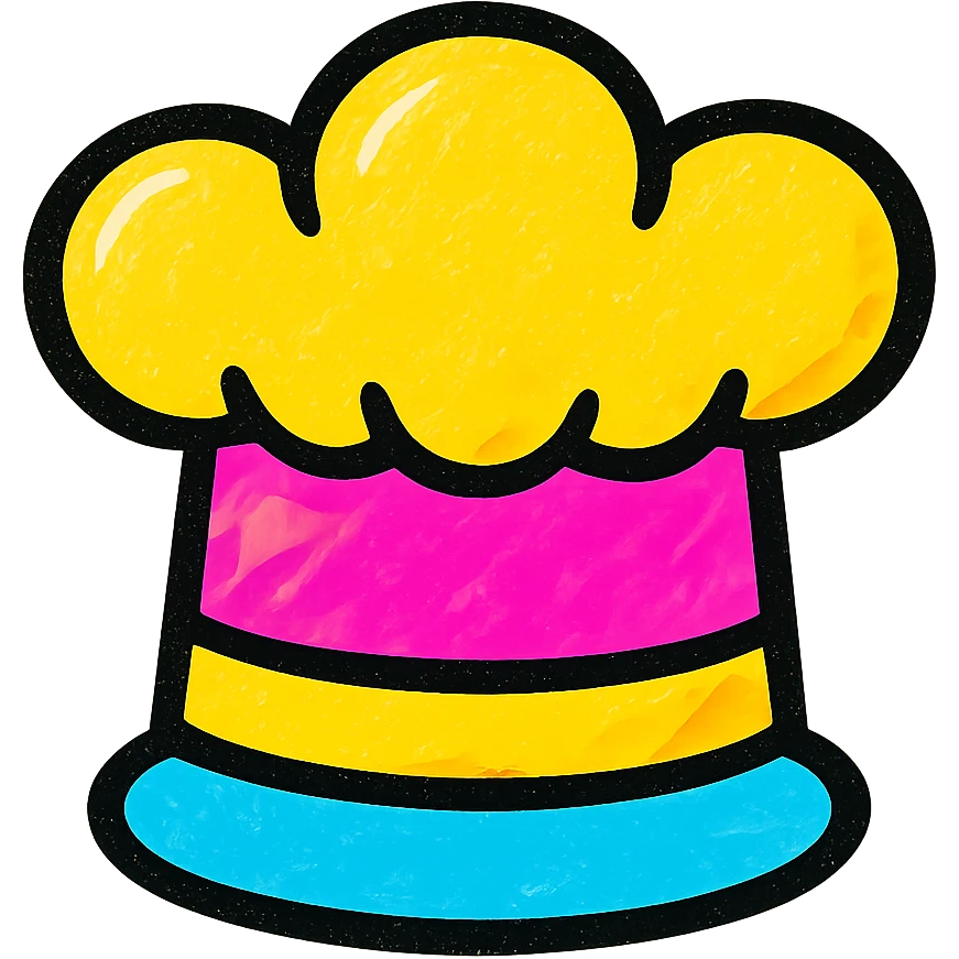 a chief's hat, stylized and bold, plain background emoji