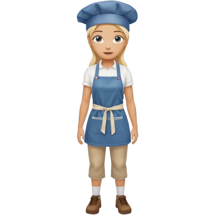 Sexy Full body 
Long Blonde hair blue eyed female chef arms folded wearing tank top and denim shorts emoji