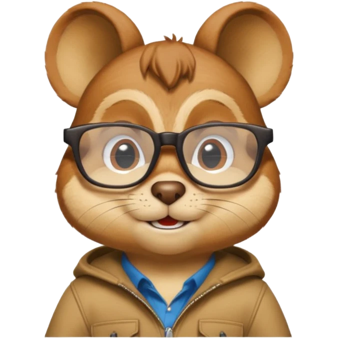 Chipmunk Simon from alvin and the chimpmunks wwith glasses emoji
