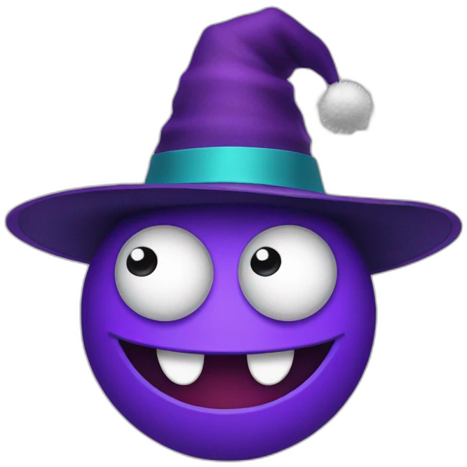 A one-eyed monster in a New Year's hat emoji