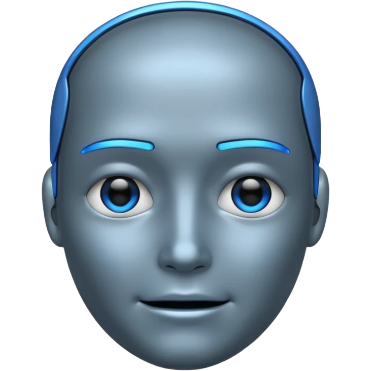android face with blue LED, inspired by Detroit Become Human, emoji style emoji