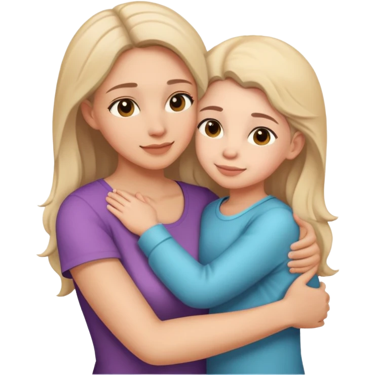 A mother and a daughter hugging  emoji