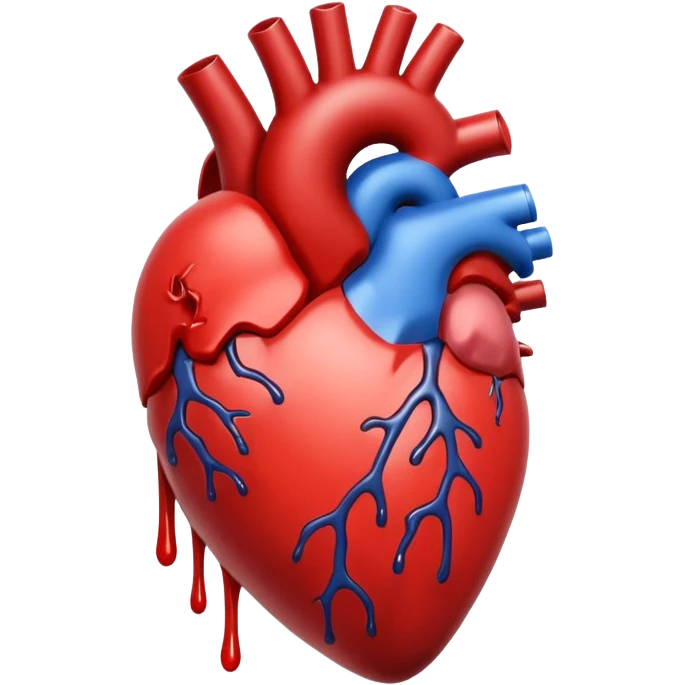 Realistic human heart dripping blood emoji