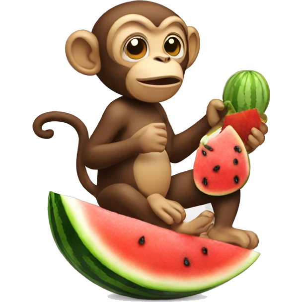 Monkey eating chicken and watermelon  emoji