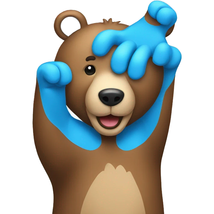 A bear that is the colored blue and giving a high five  emoji
