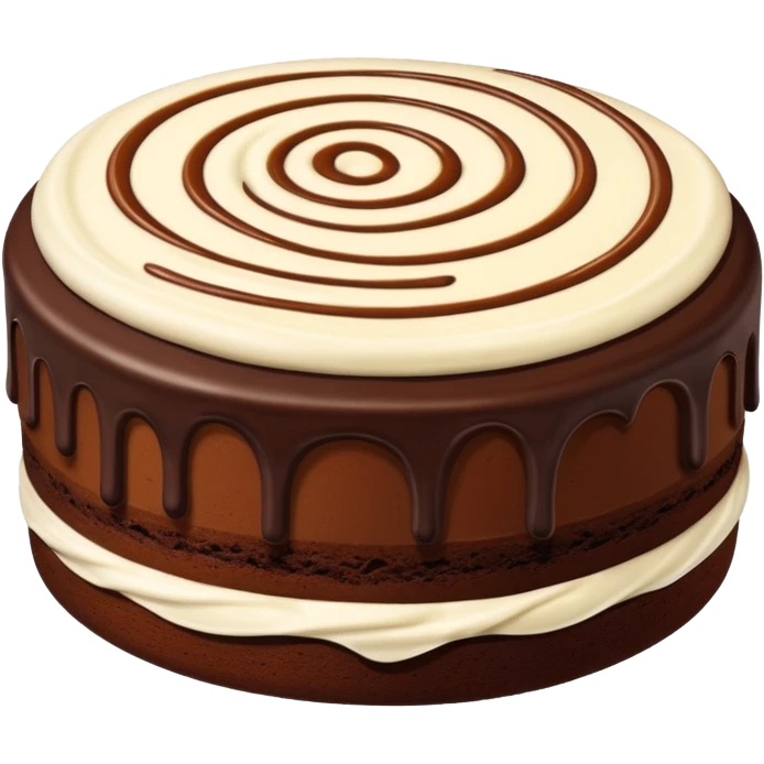 Chocolate fudge cake with cream and caramel icing  emoji