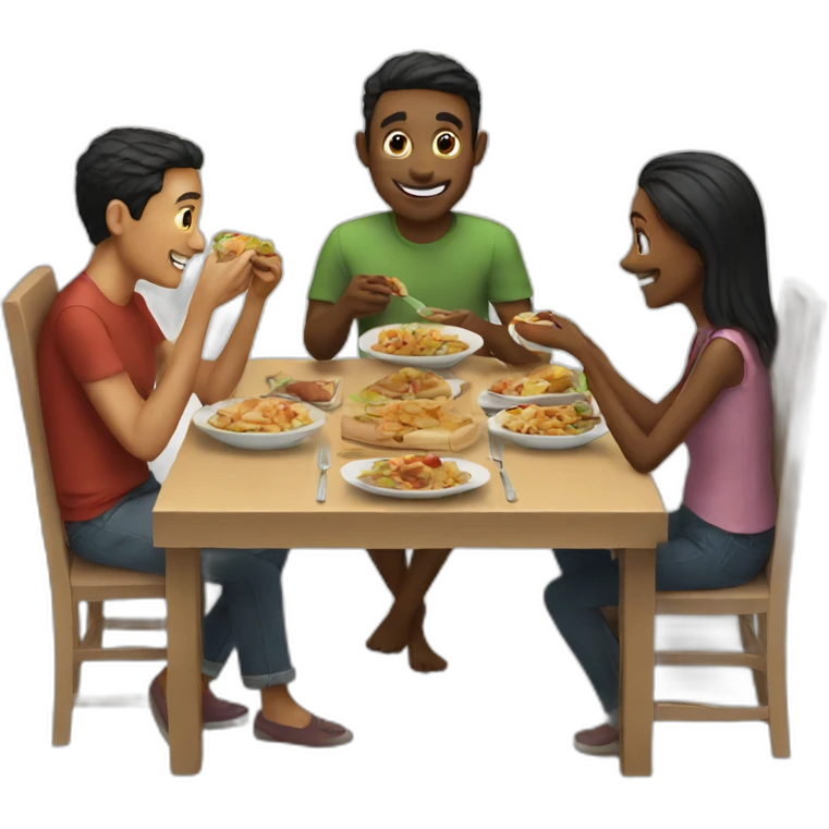 friends eating together emoji