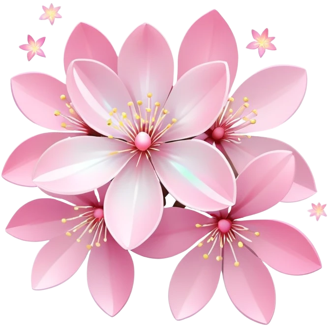 Cute Pastel pink and white Cherry Blossom Sakura Iridescent Starburst Shooting Star emoji