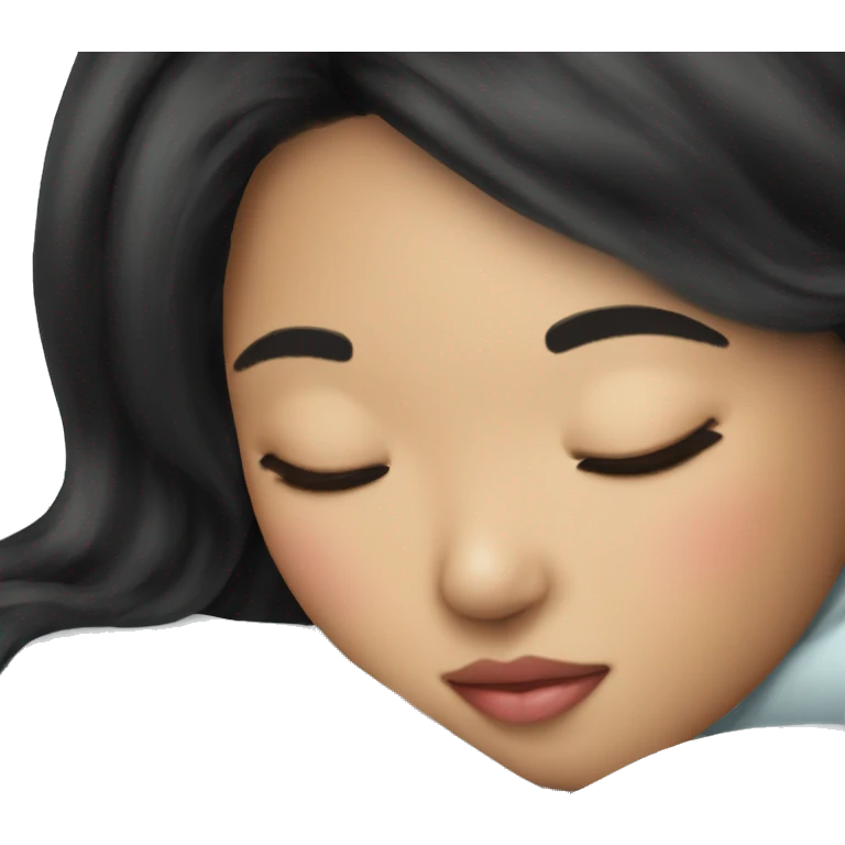 Coquette asian black hair girl sleeping  emoji