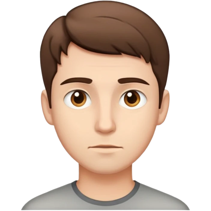man with short brown hair, neutral expression emoji