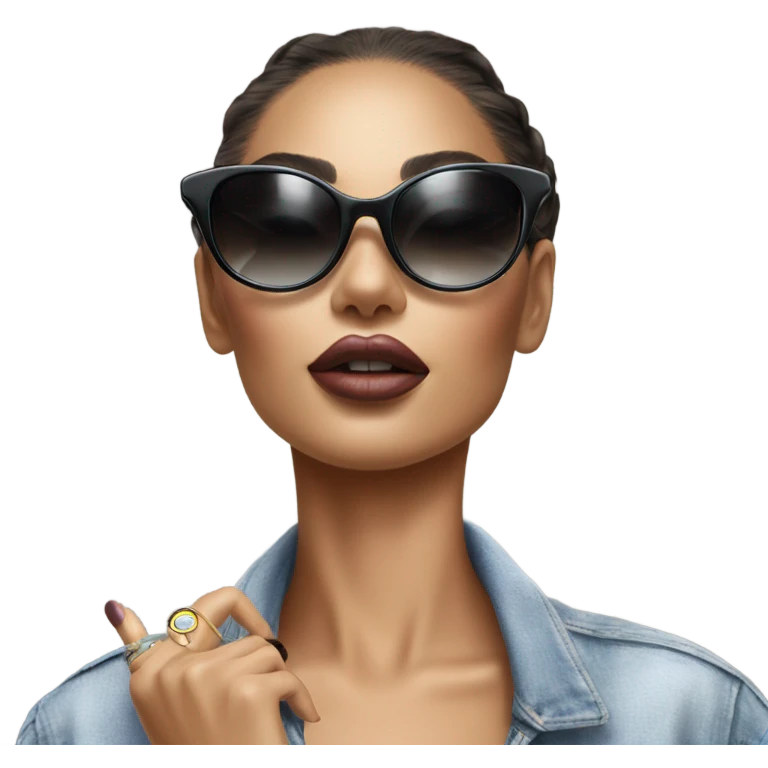 Hyper Realistic beautiful high fashion model putting on sunglasses  emoji