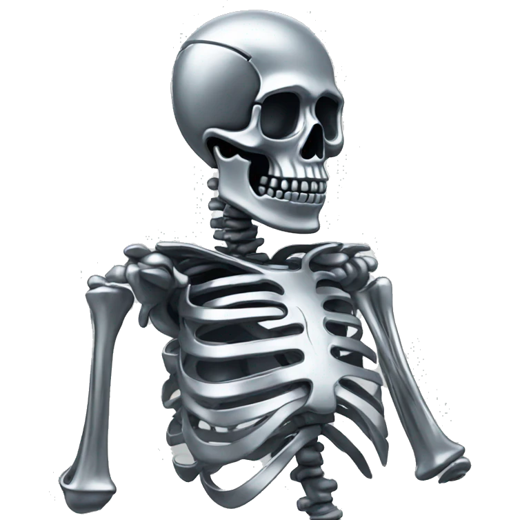 skeleton made out of chrome emoji