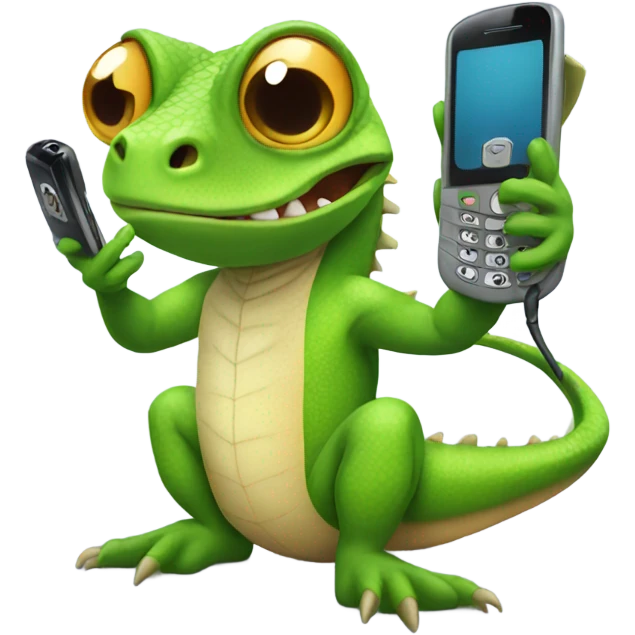 Lizard with a phone emoji