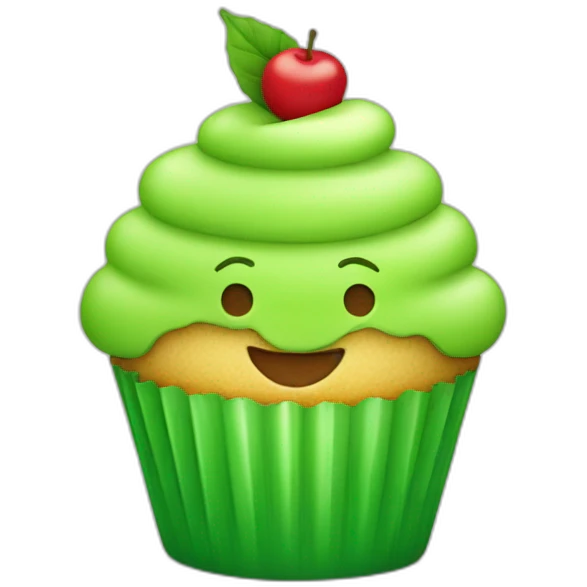 Happy lime green cupcake emoji