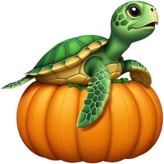 huge sea turtle sitting in a baby pumpkin emoji