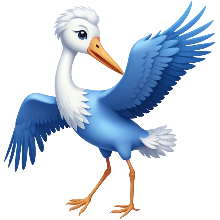 stork flying with a baby in a blue bundle emoji