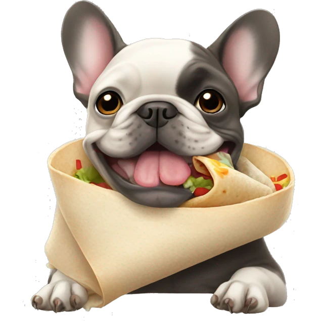 French bulldog eating a burrito  emoji