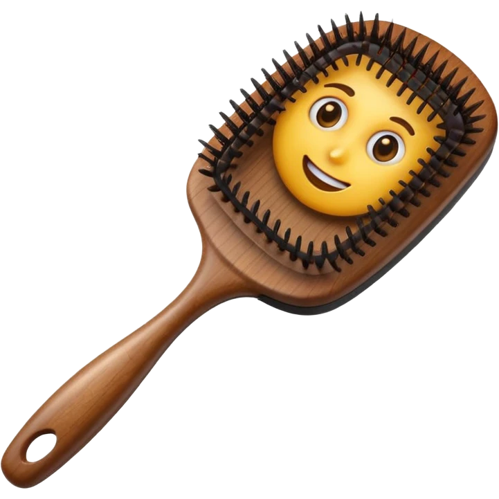 brown hairbrush, Samsung emoji style, realistic bristles emoji