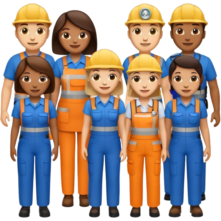 a diverse group of service workers, emoji style emoji