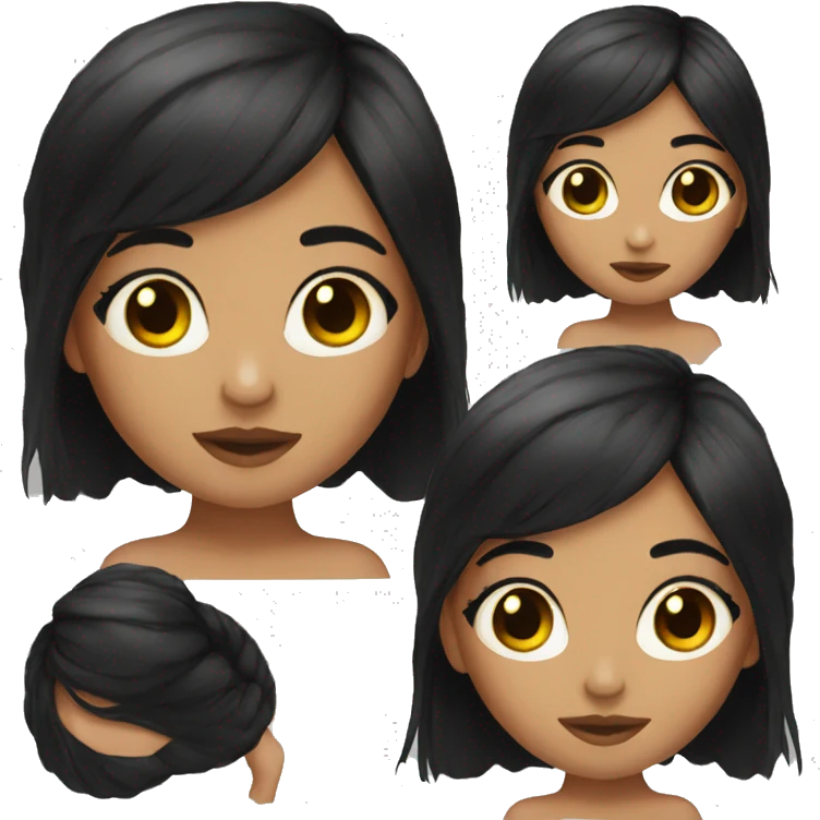girl whit black hair and eyelashes emoji