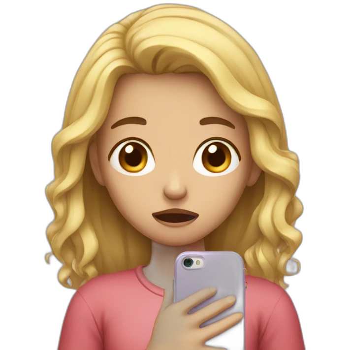 Girl crying while holding her phone emoji