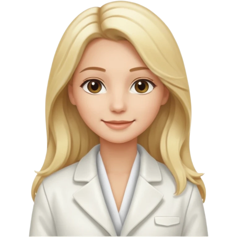 Cosmiatra en spa rubia con balayage cabello hasta la largo otro tino de rubia emoji