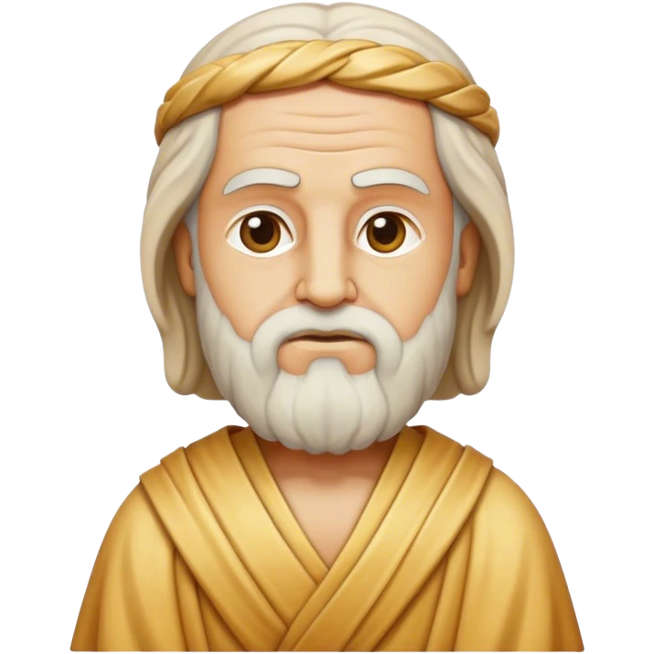 Cinematic Realistic Plato Portrait Emoji, depicted as a wise ancient philosopher with a contemplative expression in classical robes, rendered with soft textures and timeless serene lighting that captures his intellectual legacy. emoji