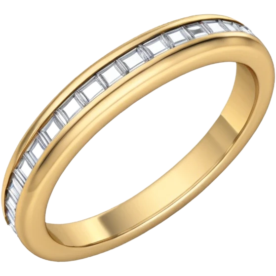 Diamond ring with 1.2mm band width and round and bugette diamond in morse emoji
