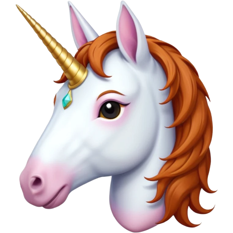 headphone wearing unicorn with dark ginger hair emoji