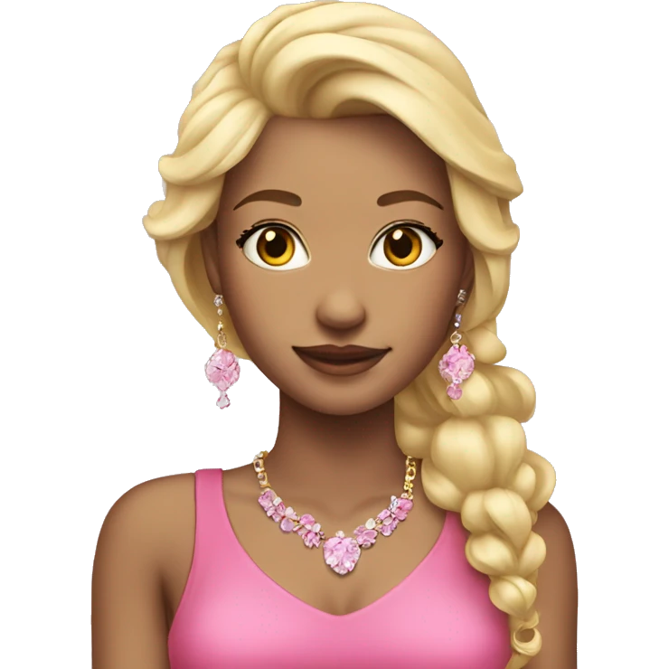 blonde girl with jewelry pink outfit emoji