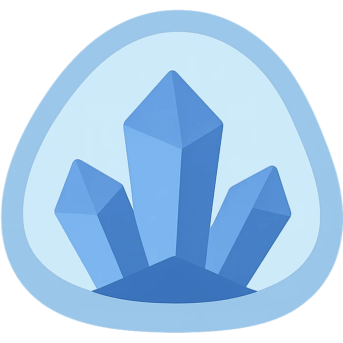 blue crystal geode, minimal, simple shapes, flat color emoji