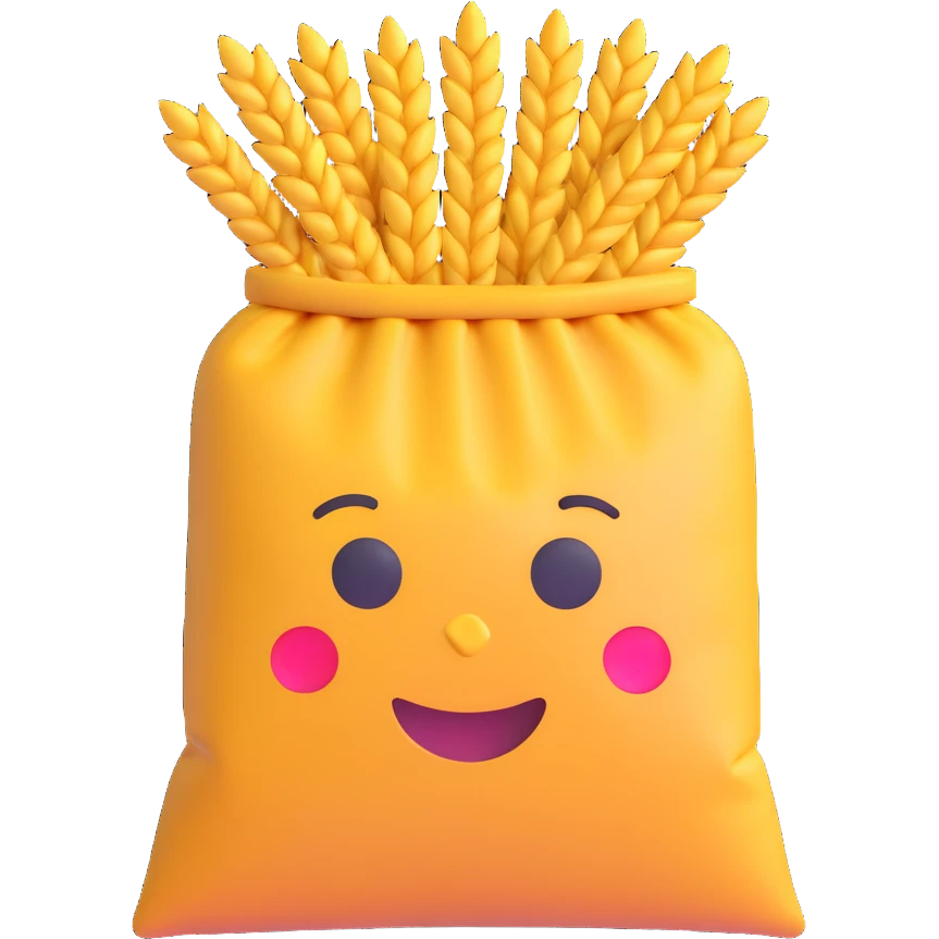 Сгенерируй в стиле детализированного емодзи вот такой мешок пшеницы  emoji