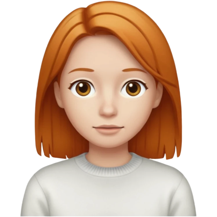 Ginger straight hair with a white jumper emoji