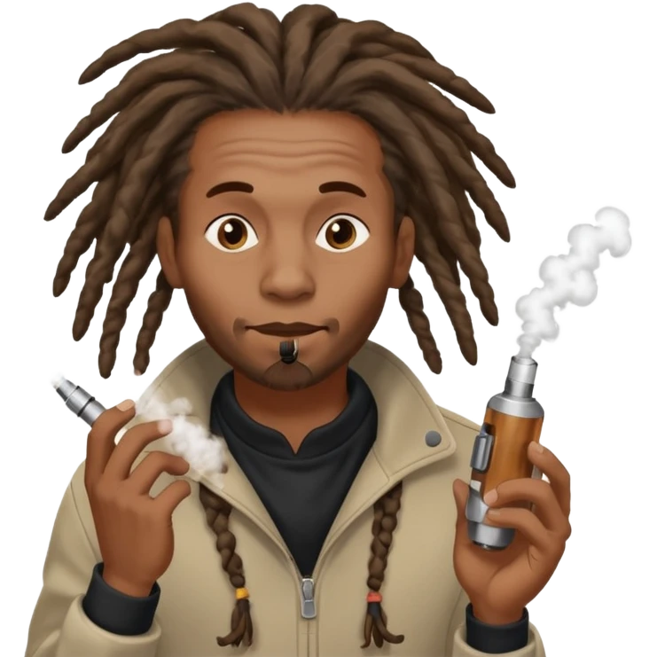 black guy with dreads hitting a vape emoji