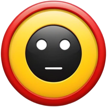 a black and red rectangle with a medium-sized yellow circle in the middl emoji