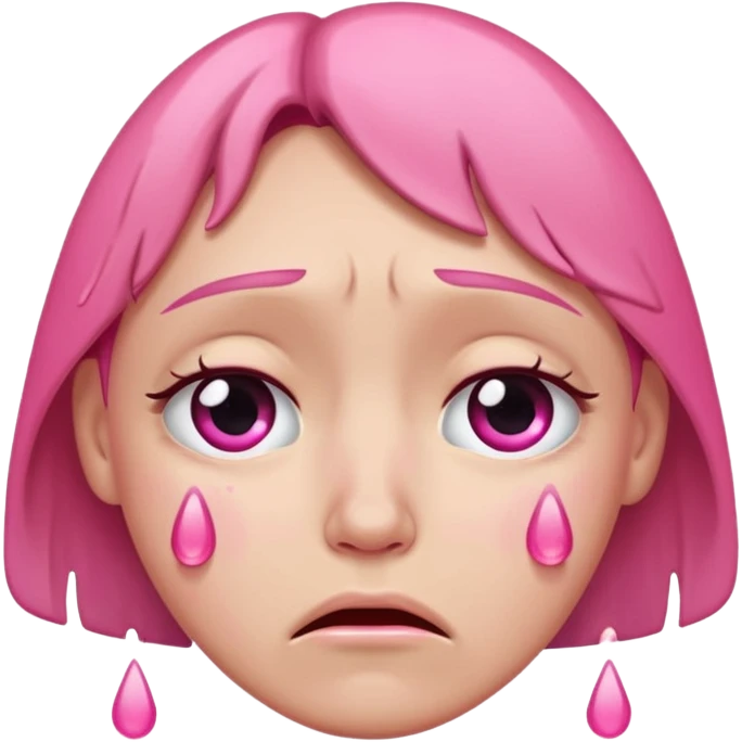 crying face with pink tears emoji