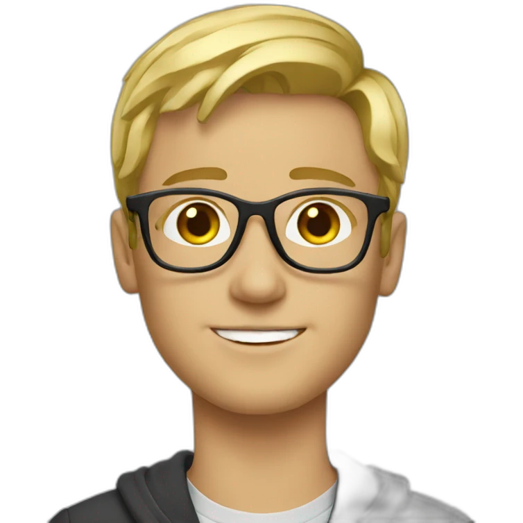 young blonde guy with gold glasses emoji