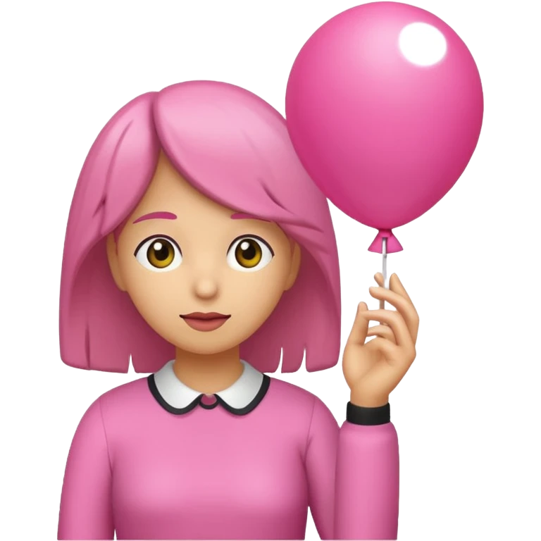 chica rosa pensando con globo de pensamiento emoji