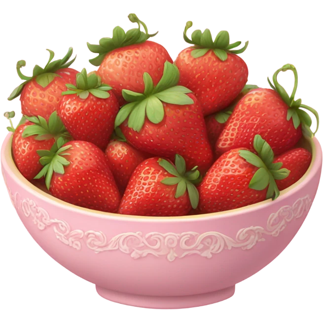 large fancy pastel pink bowl of strawberries emoji
