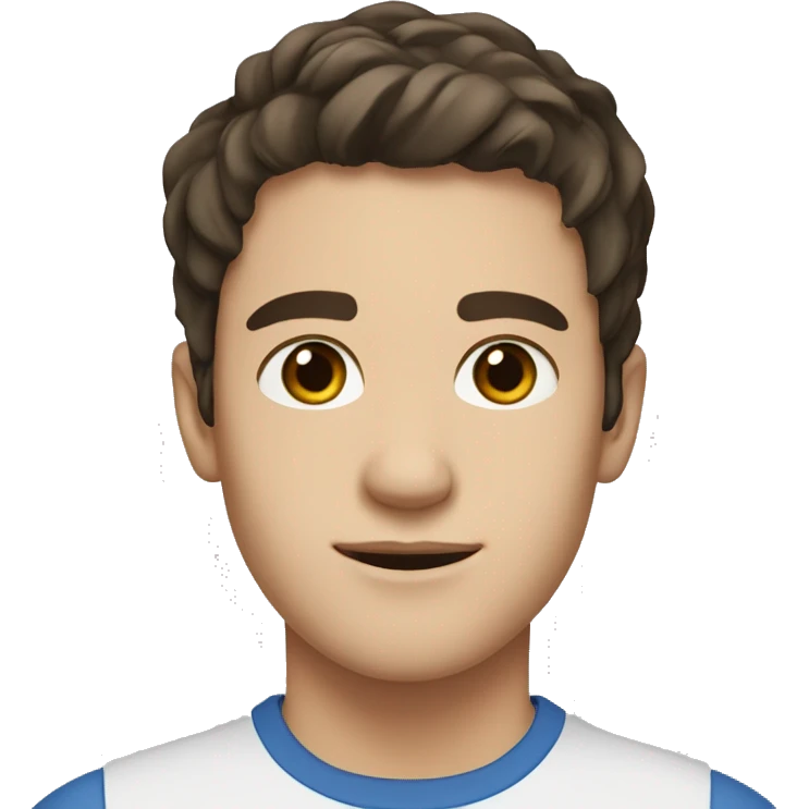 a young man with dark brown hair, oblong face, beatiful eyes, white skin emoji